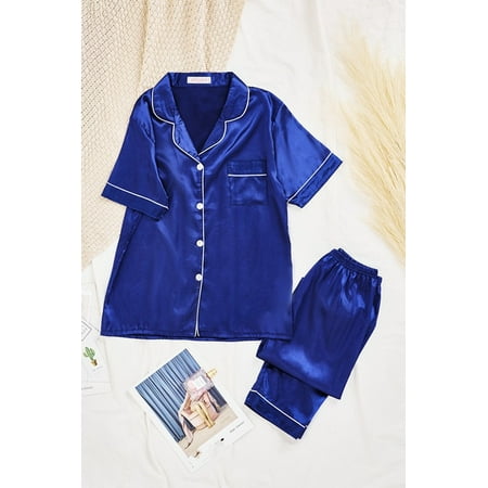 DanceeMangoo Women Satin Party Pajamas set woman 2 pieces pijamas Short Sleeve Casual Homewear Spring Summer Pajama Sets Silk Sleepwear Set
DanceeMangoo Women Satin Party Pajamas set woman 2 pieces pijamas Short Sleeve Casual Homewear Spring Summer Pajama Sets Silk Sleepwear Set