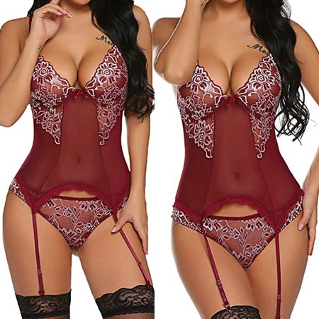 Ykohkofe Sexy Women Embroidery Lace Bodysuit Sexy Lingerie With Garter Jumpsuit Underwear
Ykohkofe Sexy Women Embroidery Lace Bodysuit Sexy Lingerie With Garter Jumpsuit Underwear