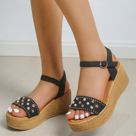 〖Yilirongyumm〗 Black 41 Sandals Women Ladies Wedge Beads Sandals Wedge Heel Platform Fashion Casual Button Cross Strap Sandals
〖Yilirongyumm〗 Black 41 Sandals Women Ladies Wedge Beads Sandals Wedge Heel Platform Fashion Casual Button Cross Strap Sandals