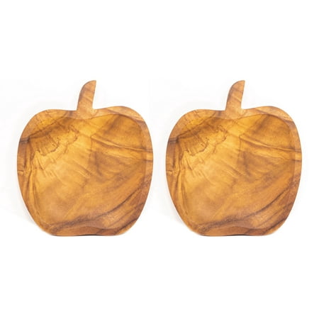 Rainforest Bowls Apple Teak Wood Serving Plate 2-Pack