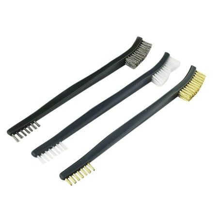 3pcs Nylon Brass Stainless Steel Double-ended Wire Brush Stove Cleaner Grinder