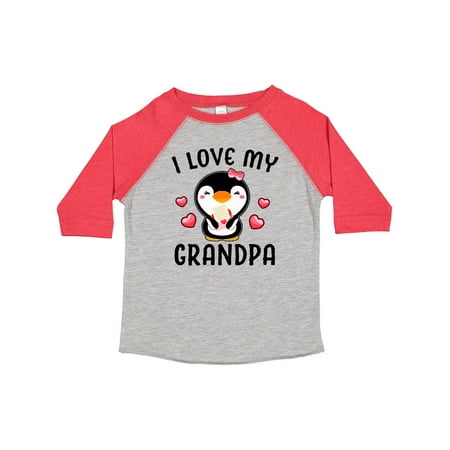 Inktastic I Love My Grandpa with Cute Penguin and Hearts Gift Toddler Toddler Girl T-Shirt