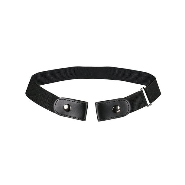 Women Men Unisex Black Buckleless Buckle Free Elastic Belt Waistband Invisible