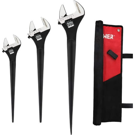 3-pieces Spud Wrench 10-inch 12-inch 16-inch Adjustable Wrench Set with Kitbag