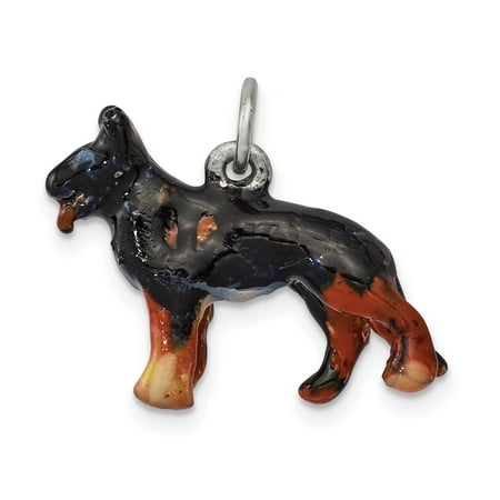 Primal Silver Sterling Silver Enameled Medium German Shepherd Charm