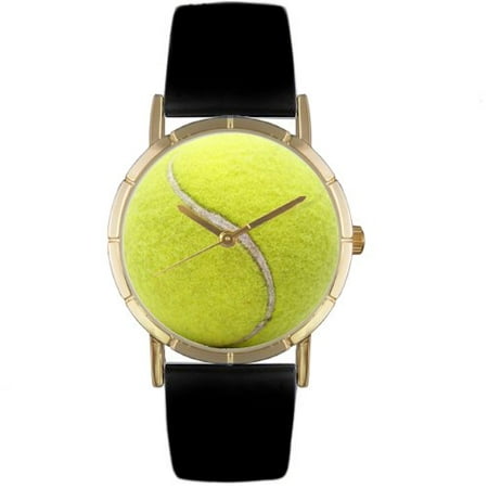 Whimsical Watches Unisex Tennis Lover Photo Watch with Black Leather