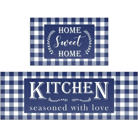 Cambpdkje Blue Buffalo Plaid Kitchen Mat Set of 2 Non Slip Thick Kitchen Rugs and Mats for Floor Comfort Standing Mats for Kitchen Sink Office Laundry 17 x47 +17 x28
Cambpdkje Blue Buffalo Plaid Kitchen Mat Set of 2 Non Slip Thick Kitchen Rugs and Mats for Floor Comfort Standing Mats for Kitchen Sink Office Laundry 17 x47 +17 x28
