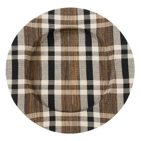 SARO 13 in. Olivia Round Water Hyacinth Woven Plaid Chargers - Natural Set of 4