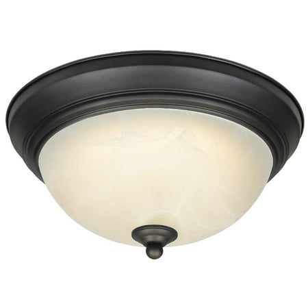 13W LED Flush Mount Ceiling Fixture Oil Rubbed Bronze With White Alaba