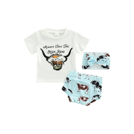 Eyicmarn Infant Baby Girls 3 Pieces Outfits Letter Print Short Sleeve T-Shirts + Leopard/Cow Print Shorts + Headband Summer Set
Eyicmarn Infant Baby Girls 3 Pieces Outfits Letter Print Short Sleeve T-Shirts + Leopard/Cow Print Shorts + Headband Summer Set