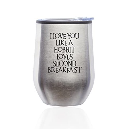 Stemless Wine Tumbler Coffee Travel Mug Glass with Lid I Love You Like A Hobbit Loves Second Breakfast (Silver)
Stemless Wine Tumbler Coffee Travel Mug Glass with Lid I Love You Like A Hobbit Loves Second Breakfast (Silver)