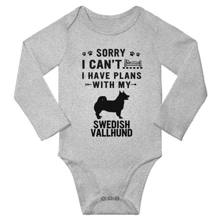 Sorry I Can t I Have Plans With My Swedish Vallhund Baby Long Sleeve Jumpsuits (Gray 6-12 Months) 
Sorry I Can t I Have Plans With My Swedish Vallhund Baby Long Sleeve Jumpsuits (Gray 6-12 Months)