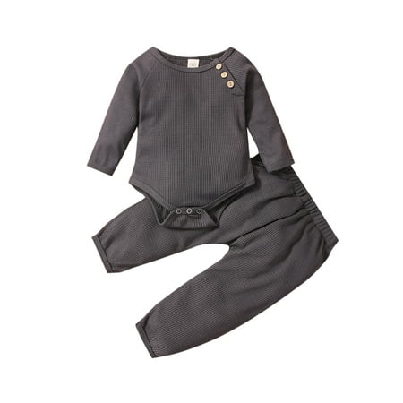 Binpure Baby Suit Set Solid Color Round Neck Long Sleeve Romper+ Long Pants 
Binpure Baby Suit Set Solid Color Round Neck Long Sleeve Romper+ Long Pants