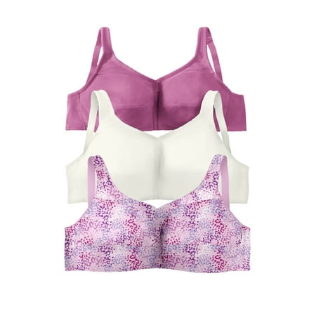 Comfort Choice Women s Plus Size 3-Pack Front-Close Cotton Wireless Bra Bra