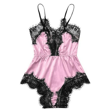 Women Satin Lace Trim Jumpsuit Pajamas Sleeveless Deep V Neck See-Through Nightclothes
Women Satin Lace Trim Jumpsuit Pajamas Sleeveless Deep V Neck See-Through Nightclothes