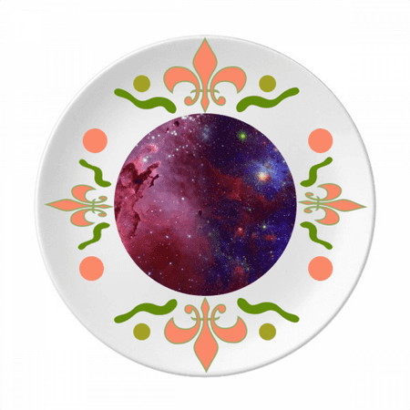 Blue Red Clouds Stars Galaxy Flower Ceramics Plate Tableware Dinner Dish