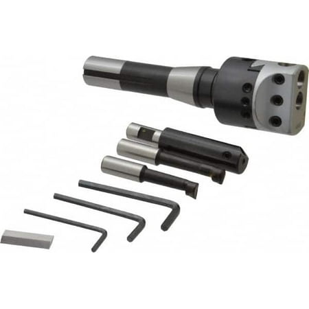 9 Piece Accupro 2 Boring Head Set with R8 Shank C6 Carbide Boring Bar