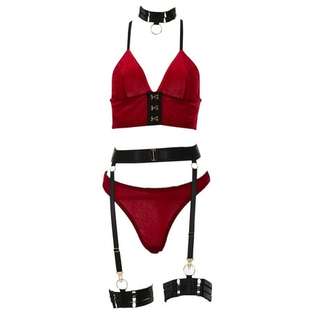 Vedolay Leather Lingerie Plus Size 2 Piece Lingerie for Women Rose Applique Lace Bra and High Waist Panty Red L
Vedolay Leather Lingerie Plus Size 2 Piece Lingerie for Women Rose Applique Lace Bra and High Waist Panty Red L