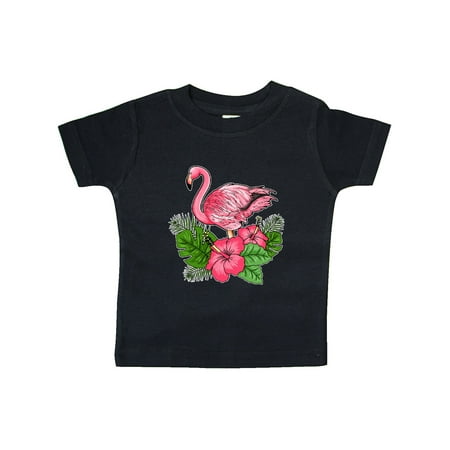 Inktastic Flamingo with Tropical Flowers Gift Baby Boy or Baby Girl T-Shirt