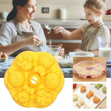 HAXMNOU Cartoon Silica Gel Cake Baby Complementary Food Mould Steamed Rice Cake Mould With Cover