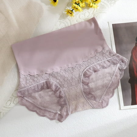 

Quealent Underpants For Women Girl High Waist G String Brief Pantie Thong Lingerie Knicker Lace Underwear Purple XL