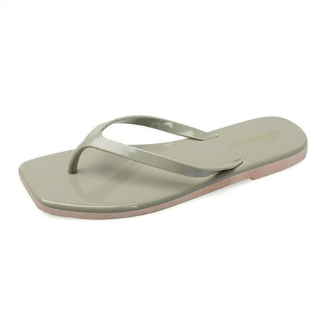 IELGY fashion simple flat beach slippers women