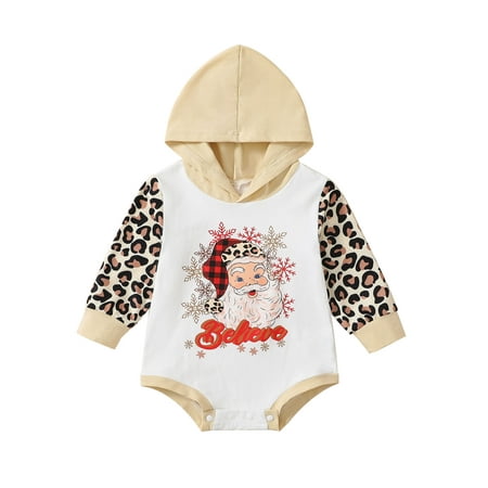 Meihuida Baby Girl Boy Romper Long Sleeve Hooded Neck Letters Santa Leopard Print Spring Fall Short Jumpsuit
Meihuida Baby Girl Boy Romper Long Sleeve Hooded Neck Letters Santa Leopard Print Spring Fall Short Jumpsuit