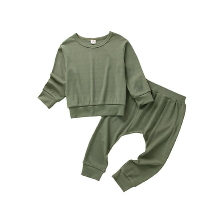 Amuver Baby Boys Outfits Solid Color Long Sleeve Crew Neck T-shirt with Elastic Waist Pants for Toddler
Amuver Baby Boys Outfits Solid Color Long Sleeve Crew Neck T-shirt with Elastic Waist Pants for Toddler