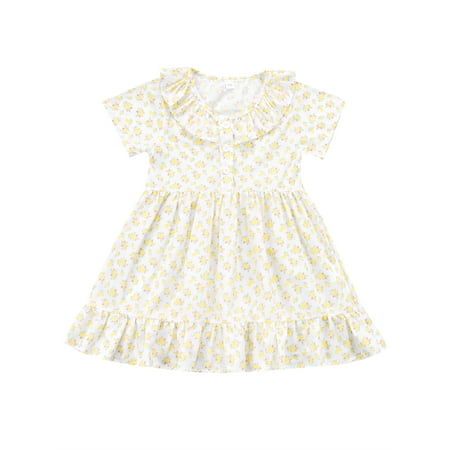 Sunisery Kids Toddler Baby Girls Summer Dress Floral Print Short Sleeve Crew Neck A Line Dress Princess Dress Yellow 4-5 Years
Sunisery Kids Toddler Baby Girls Summer Dress Floral Print Short Sleeve Crew Neck A Line Dress Princess Dress Yellow 4-5 Years