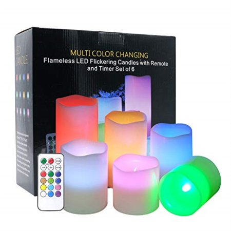 DRomance Color Changing Candles with Remote Set of 6 Battery Operated LED Lights, Real Wax Flameless Candles for Romantic Partie