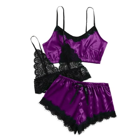 JeashCHAT Sexy Lingerie for Women New Sexy Lace Lingerie Silk Underwear Sleepwear Underwear Pajamas Satin