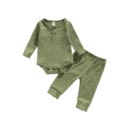 Canrulo Infant Baby Girls Boys Clothes 2pcs Polka Dot Printed Long Sleeve Knit Romper Tops Pants Set Army Green 0-3 Months
Canrulo Infant Baby Girls Boys Clothes 2pcs Polka Dot Printed Long Sleeve Knit Romper Tops Pants Set Army Green 0-3 Months