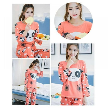 Women Long Sleeve O Neck Sleepwear Casual Homewear 2Pcs Cartoon Panda Printed Female Pajamas
Women Long Sleeve O Neck Sleepwear Casual Homewear 2Pcs Cartoon Panda Printed Female Pajamas