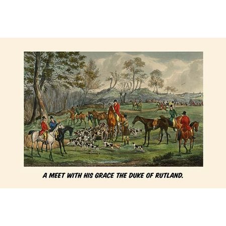 Horsemen gather prior to the start of the Hunt Poster Print by Henry Alken