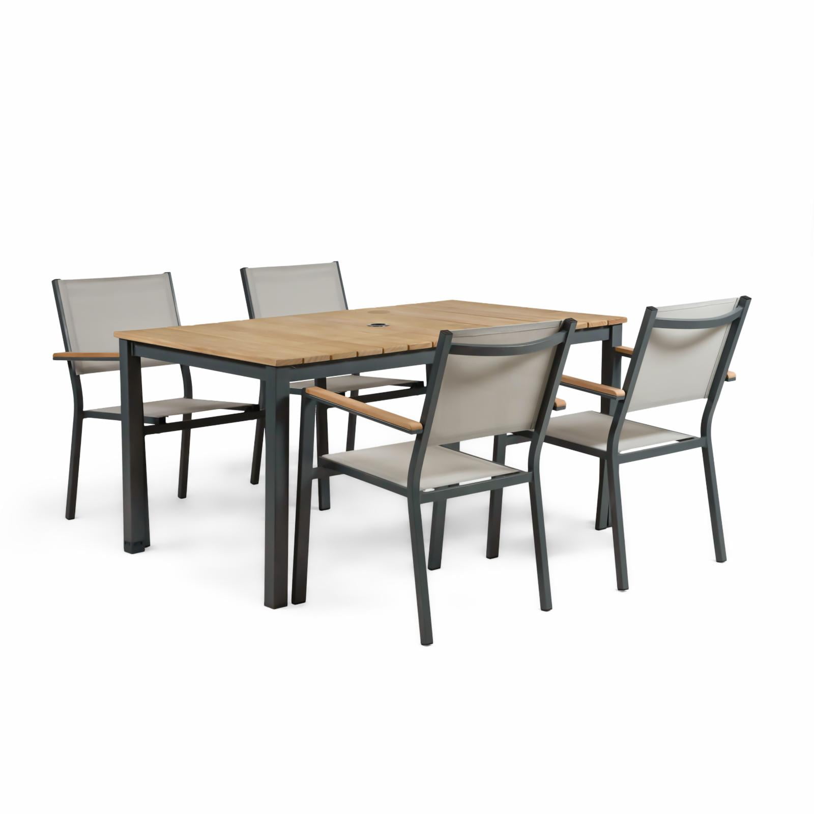 Greemotion 5 Piece Mackay Outdoor Dining Set With Stackable Chairs