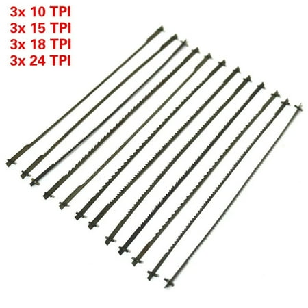 12Pcs 5 Inch Pinned Scroll Saw Blades Tpi 10/15/18/24 Power Tools Accessories