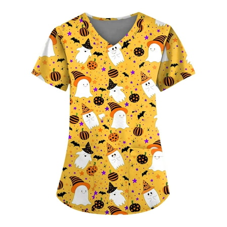 RPVATI Womens Scrubs Petite Halloween Ghost Printed Clothes Maternity Patterned with Pockets Nurses Stretchy Short Sleeve V Neck Shirt Cute Plus Size Fall Scrub Tops Yellow 5XL
RPVATI Womens Scrubs Petite Halloween Ghost Printed Clothes Maternity Patterned with Pockets Nurses Stretchy Short Sleeve V Neck Shirt Cute Plus Size Fall Scrub Tops Yellow 5XL