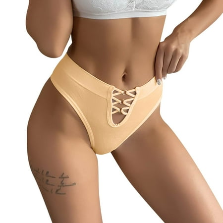 

NECHOLOGY High Waist Lace Panties Women Panties Women Underwear Strap Hollow Panties For Women s Seamless Underwear plus Size Underpants Khaki Medium