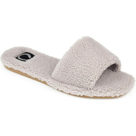 Journee Collection Womens Faux Fur Sunlight Slipper 10 Grey