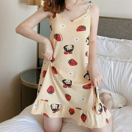 PIKADINGNIS New Summer Womens Short Cute Sleepwear Home Nightshirt Women Causal Sleepwear Loose Ladies Nightgown Women Dress with Chest Pad
PIKADINGNIS New Summer Womens Short Cute Sleepwear Home Nightshirt Women Causal Sleepwear Loose Ladies Nightgown Women Dress with Chest Pad