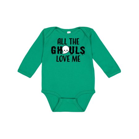 Inktastic All The Ghouls Love Me with Ghost Gift Baby Boy or Baby Girl Long Sleeve Bodysuit