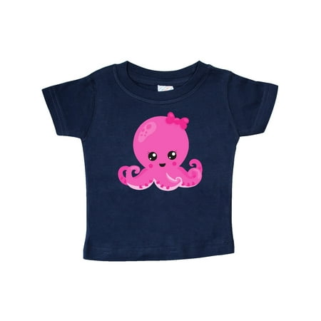 Inktastic Pink Octopus Octopus With Pink Ribbon Hearts Gift Baby Girl T-Shirt