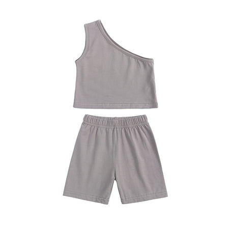 Toddler Girls One-Shoulder Suspender Top Shorts Solid Color Casual Cotton Top Shorts 2-Piece Set 9Months-4Y
Toddler Girls One-Shoulder Suspender Top Shorts Solid Color Casual Cotton Top Shorts 2-Piece Set 9Months-4Y