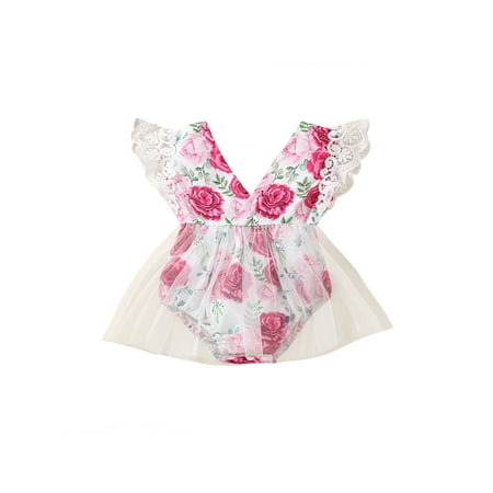 Seyurigaoka Infant Girl s Summer Cute Romper Lace Trim Sleeveless V-Neck Flower Print Stitching Mesh One Piece Romper
Seyurigaoka Infant Girl s Summer Cute Romper Lace Trim Sleeveless V-Neck Flower Print Stitching Mesh One Piece Romper
