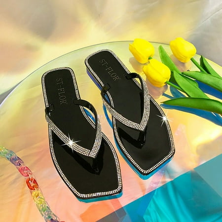 Woman Fancy Diamond Square Toe Flat Bottom Leaky Finger Summer Slippers Shoes
Woman Fancy Diamond Square Toe Flat Bottom Leaky Finger Summer Slippers Shoes