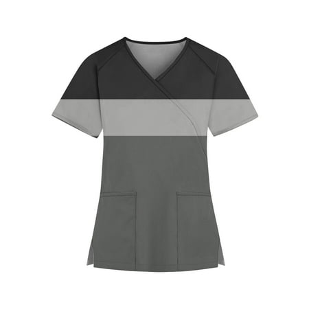 Qcmgmg Scrub Tops for Women Plus Size Mock Wrap V Neck Striped Color Block Scrubs Women Nursing Uniform Workwear Short Sleeve Medical Womens Scrub Tops Plus Size with Two Pockets Black 4XL
Qcmgmg Scrub Tops for Women Plus Size Mock Wrap V Neck Striped Color Block Scrubs Women Nursing Uniform Workwear Short Sleeve Medical Womens Scrub Tops Plus Size with Two Pockets Black 4XL