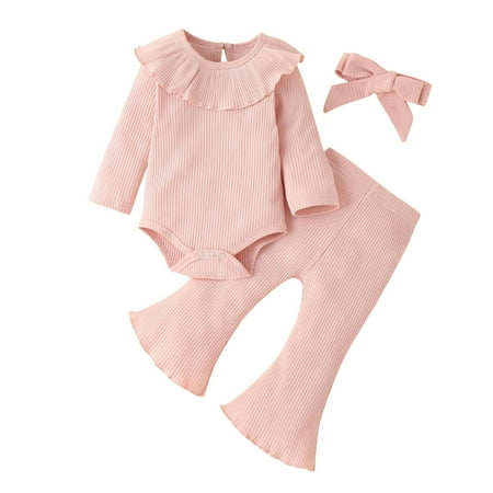 AIMAOMI Baby Girls Long Sleeve Ribbed Ruffle Romper Tops Flared Pants Headband 3PCS Outfits Clothes Set H
AIMAOMI Baby Girls Long Sleeve Ribbed Ruffle Romper Tops Flared Pants Headband 3PCS Outfits Clothes Set H