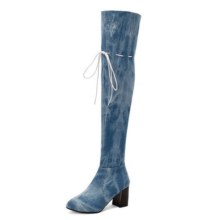 GENILU Ladies Non Slip Zipper Thigh High Boot Block Heeled Winter Shoes Business Heels Over The Knee Boots Light Blue 7
GENILU Ladies Non Slip Zipper Thigh High Boot Block Heeled Winter Shoes Business Heels Over The Knee Boots Light Blue 7