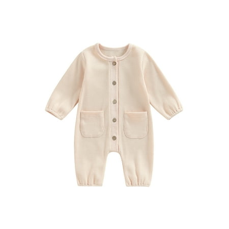Gzhioc Infant Baby Fall Winter Jumpsuit Long Sleeve Front Pocket Solid Color Button Down Romper 0-24 Months
Gzhioc Infant Baby Fall Winter Jumpsuit Long Sleeve Front Pocket Solid Color Button Down Romper 0-24 Months
