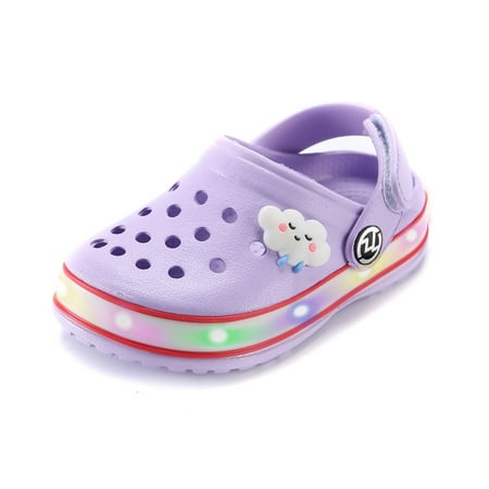 Kids Boys Girls LED Clogs Cute Lightweight Summer Slippers Garden Beach Sandals Purple